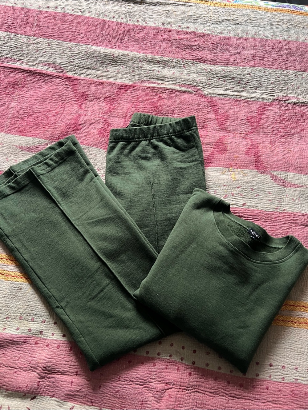 Bleusalt Green Luxe Set- Seamed Pant & Crewneck Top